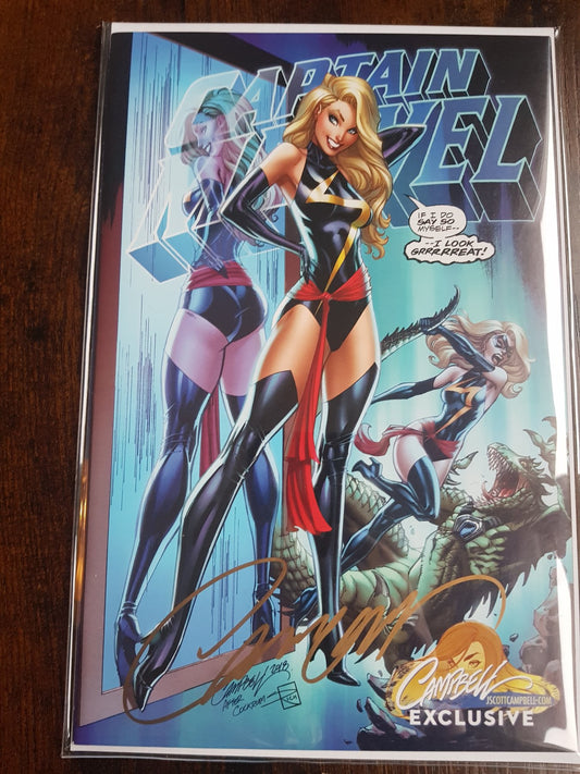 Captain Marvel #1B Signed by J.Scott Campbell !